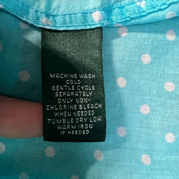 LRL Ralph Lauren Button Up Shirt 1X Blue Polka Dot Long Sleeve Top Plus Womens - Picture 9 of 9